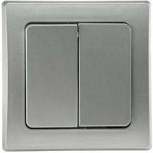 ChiliTec DELPHI 21108 Serien-Schalter 2-fach, 250 V, 10 A, Silber, Unterputz, inkl. Rahmen